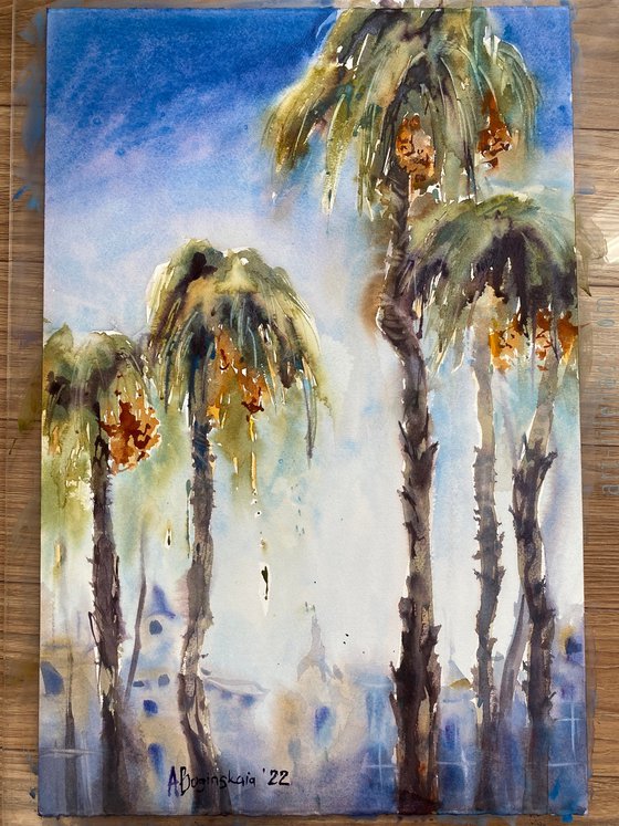 Palm trees - original watercolor