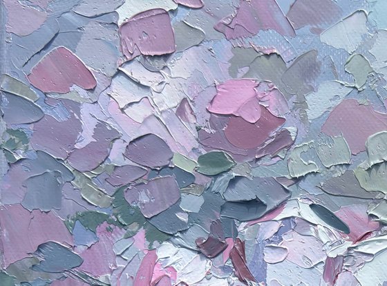 "Magnolia" palette knife oil painting