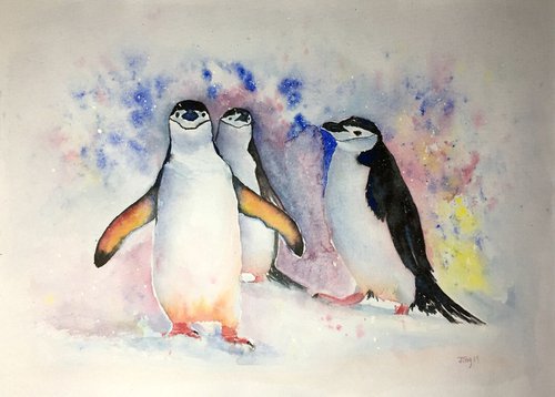 Chinstrap penguins by Jing Tian