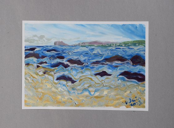 Secluded beach - Set of 2 paintings - Playa de Cala Sardina, Manilva