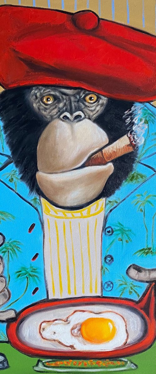 Boss frying his eggs by Ta Byrne