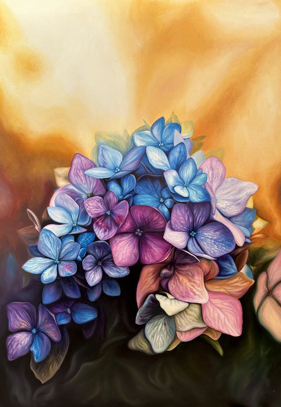 Hydrangea | Realism blue and violet flowers
