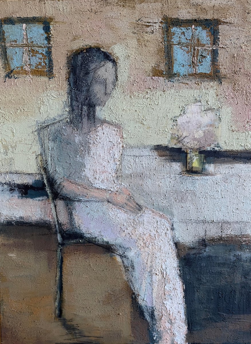 Impressionistic Portrait Acrylic Painting By Nikola Gulev, 20 X 28", "Prayer", Original Artwork