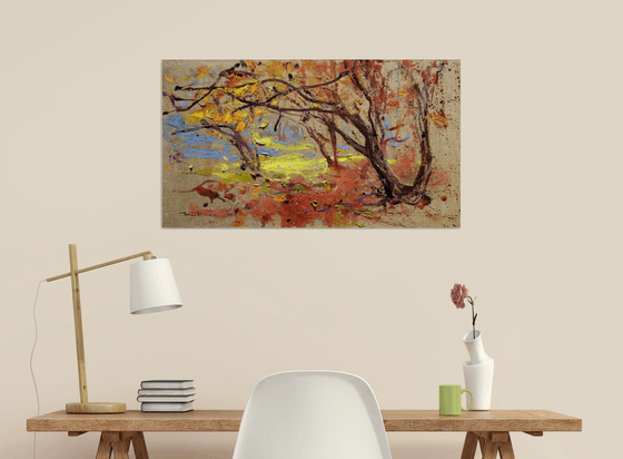 Thoughts in the garden | 80x45 cm. | Linen series | Impressionistic etude