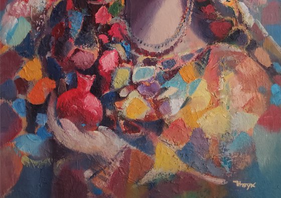 Armenian Girl   (50x70cm, oil/canvas, abstract portrait)