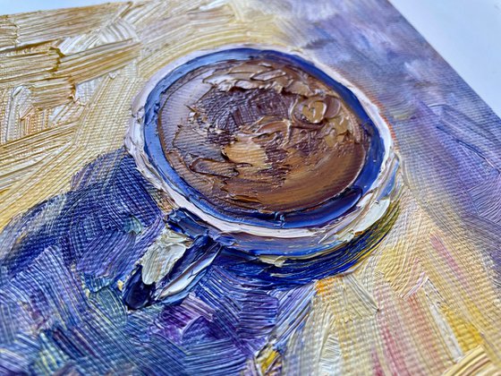 Coffee Oil Painting on Canvas, Small Original Artwork, Kitchen Wall Art, Cafe Decor, Coffee Lover Gift