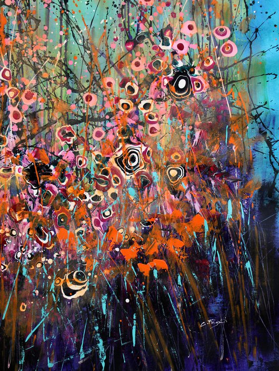 Folie Des Fleurs - Super sized original abstract floral landscape