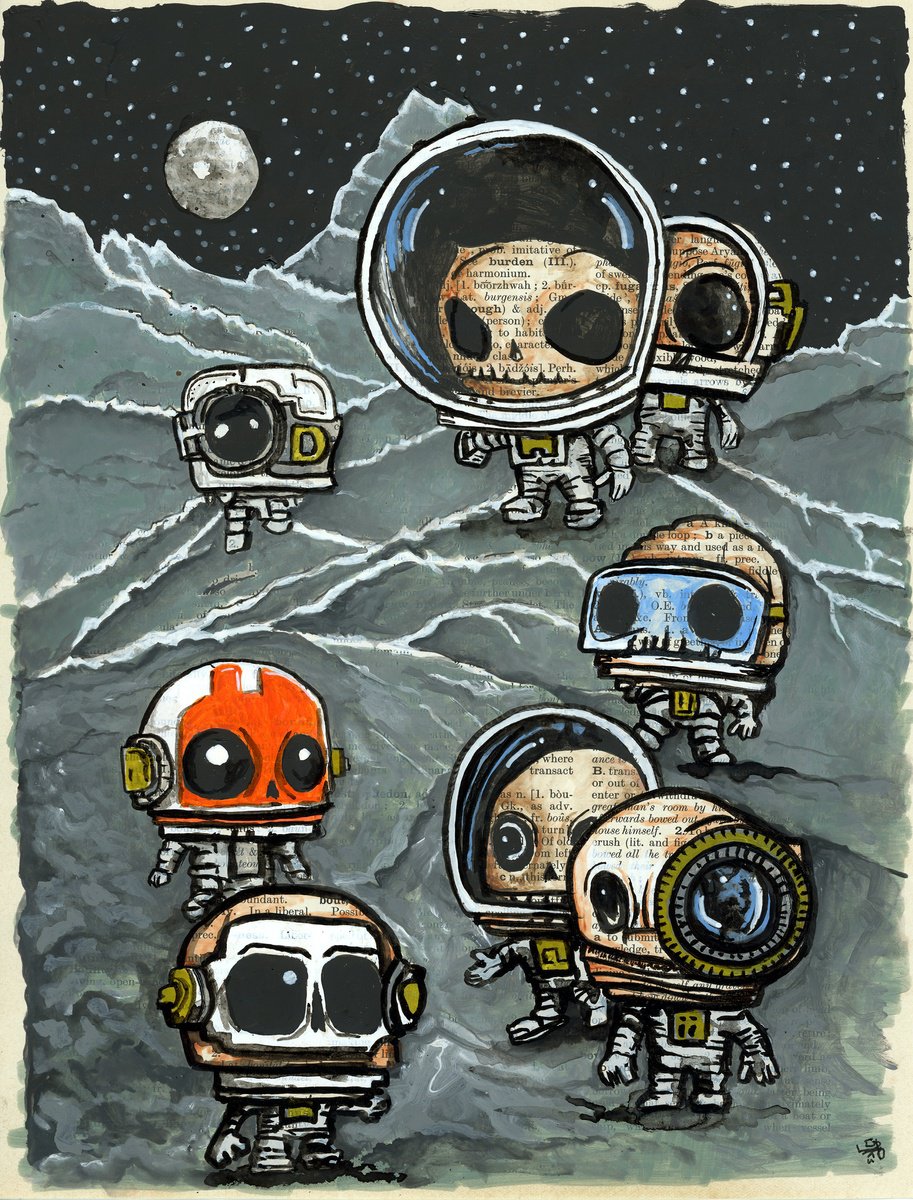 Portrait Collage By Jakub Dk - Jakub D Krzewniak, 8 X 11, Space In My Mind Ii Lunar Crew, Original Artwork