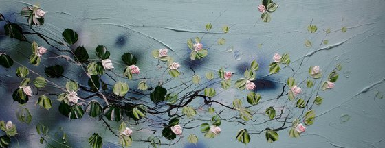 “Blossoming Metamorphosis I” textured floral artwork