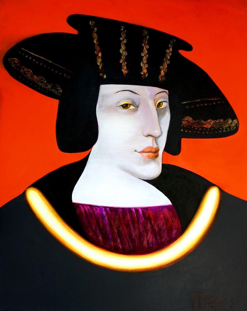 Photorealistic Portrait Acrylic Painting By Victor Tkachenko, 24 X 30", Smiley, Original Artwork