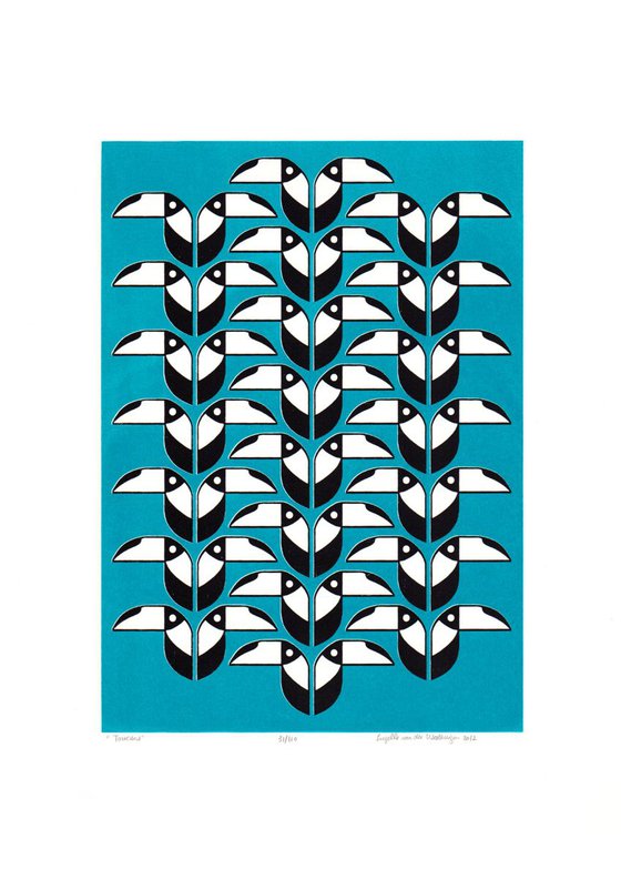 toucans (turquoise) - Unframed - FREE Worldwide Delivery