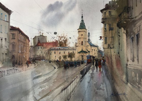A gloomy day in the city of Lviv