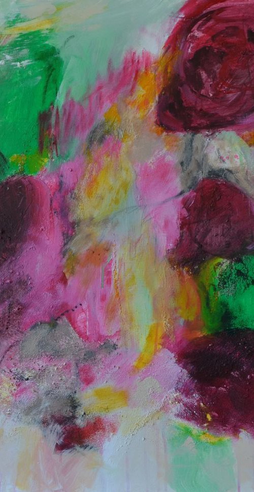 Pentecost - large vibrant abstract mixed media painting by Karin Goeppert