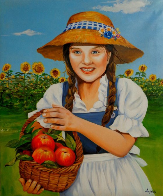 Girl with apples