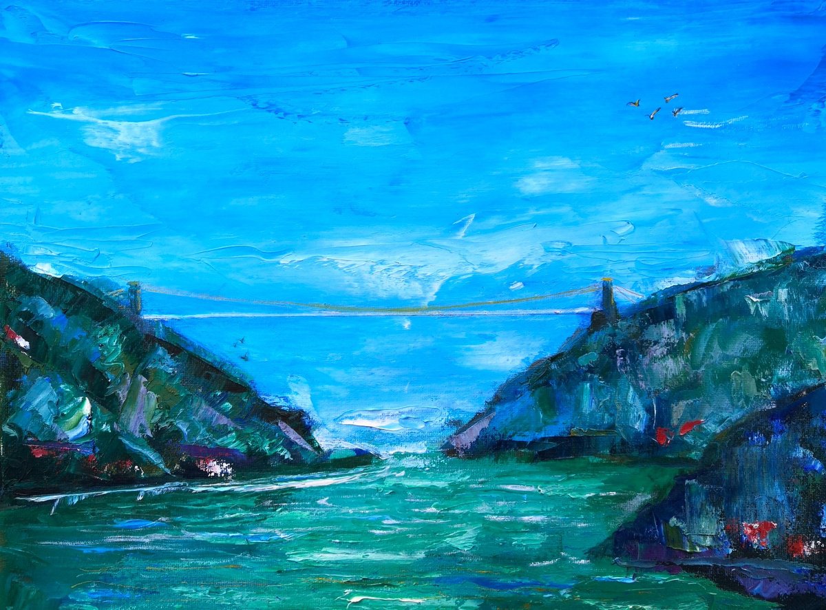 Avon Clifton Suspension Bridge Oil painting by Jemal Gugunava