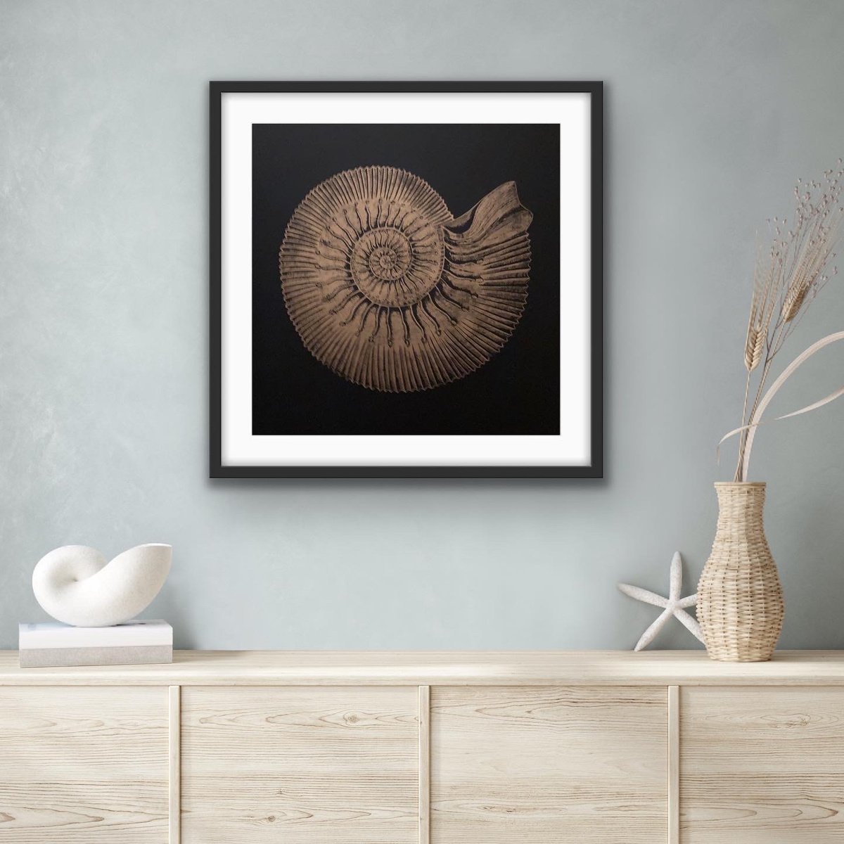 Linocut , Ammonite By Amy Cundall, 20 X 20, Artwork For Sale On Artfinder