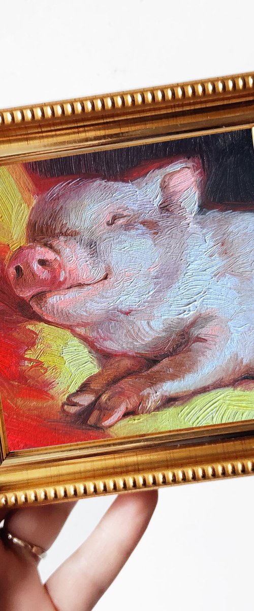 Pig portrait by Nataly Derevyanko