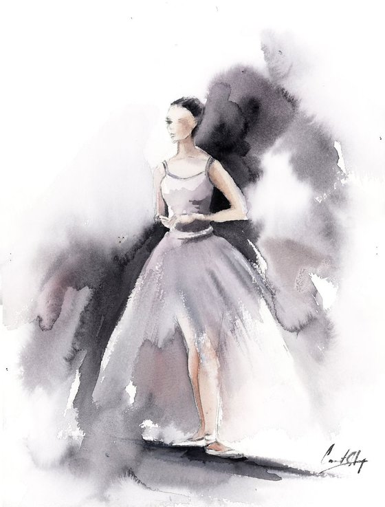 Ballerina in grey and pink n.1
