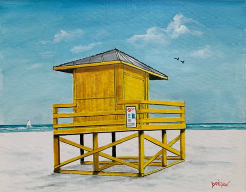 Siesta Key Yellow Lifeguard Stand by Lloyd Dobson