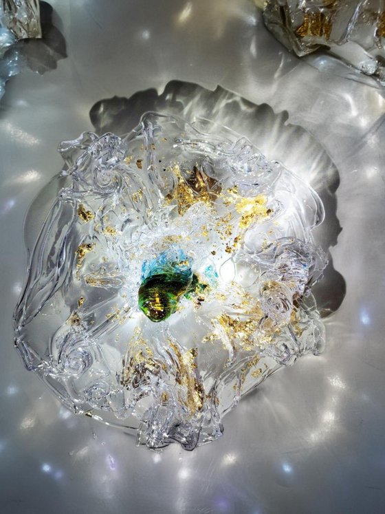 Glass Ocean Sculpture Gold