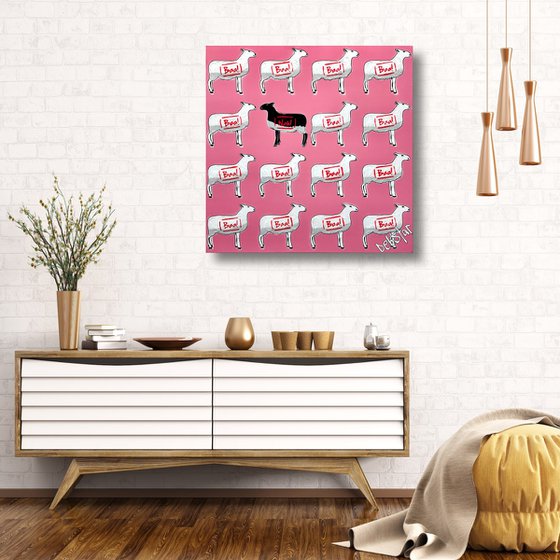 The Black Sheep - Pink 61cm x 61cm