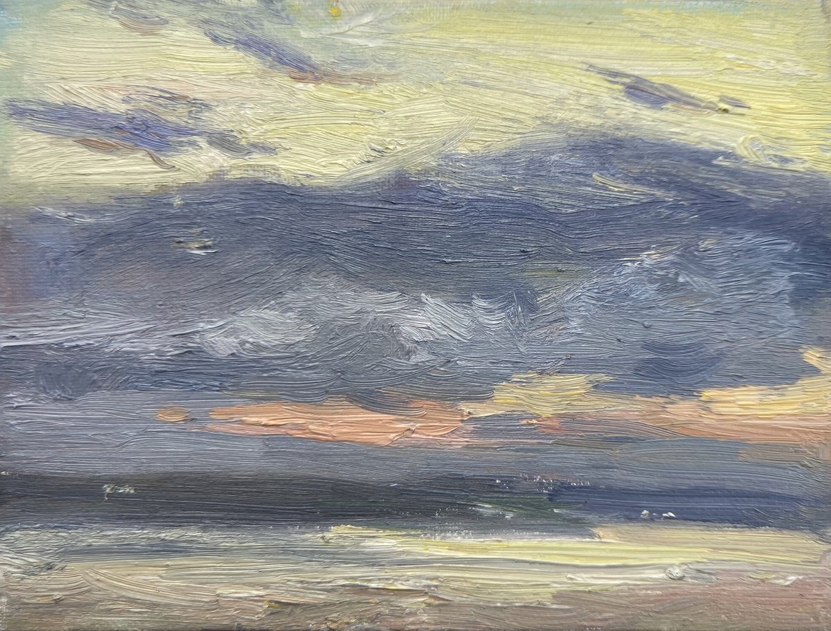 Impressionistic Landscape Oil Painting By Nataliia Nosyk, 8 X 6", Sunset #1, Original Artwork