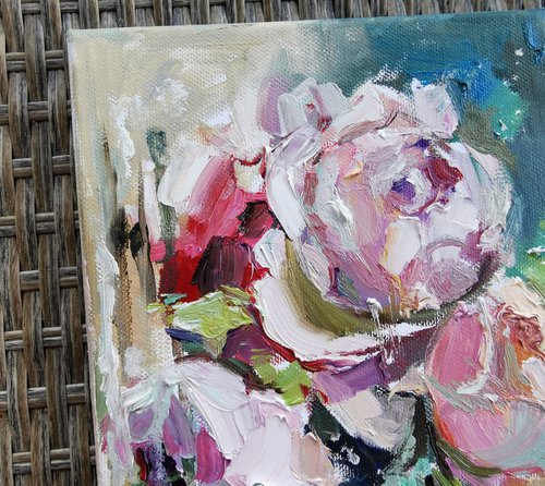 Peonies painting on canvas by Annet Loginova
