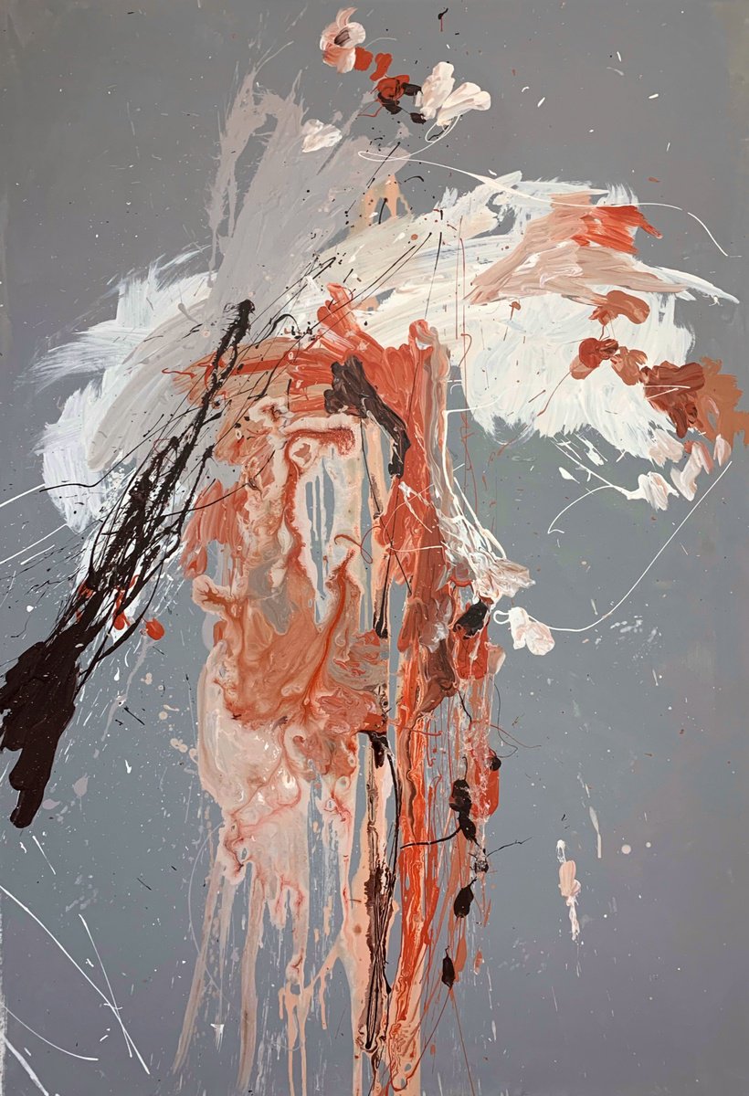 Organic Abstract Acrylic Painting By Rosi Roys, 39 X 59", Color 11, Original Artwork