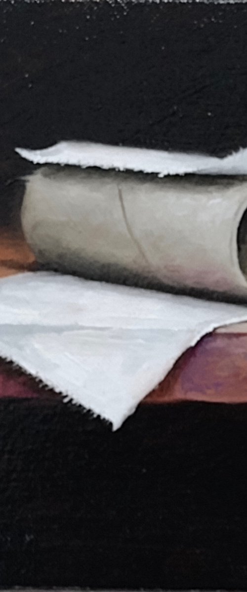Loo roll  last sheet still life by Jane Palmer Art