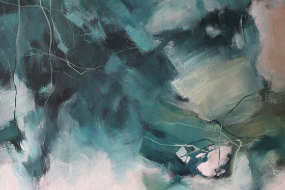"Mint" Turquoise abstract acrylic art