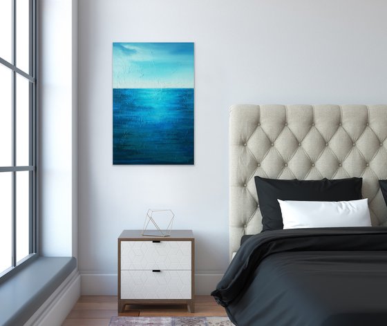 A large abstract ocean painting  "Ocean Breath"