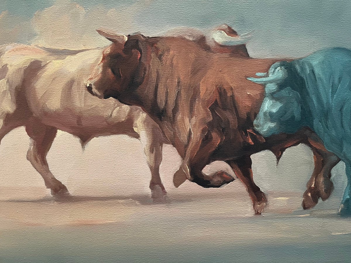 Impressionistic Animal Oil Painting By Zil Hoque, 30 X 20", Against Light, Original Artwork