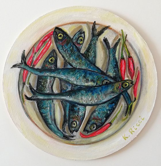 Anchovies in a Plate