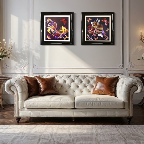 Butterfly symphony I and II (framed) diptych
