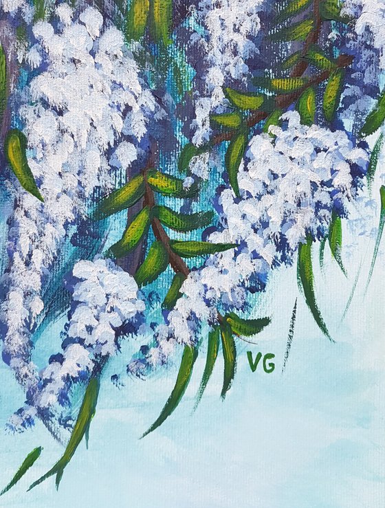 "Wisteria in bloom" Floral Acrylic Painting