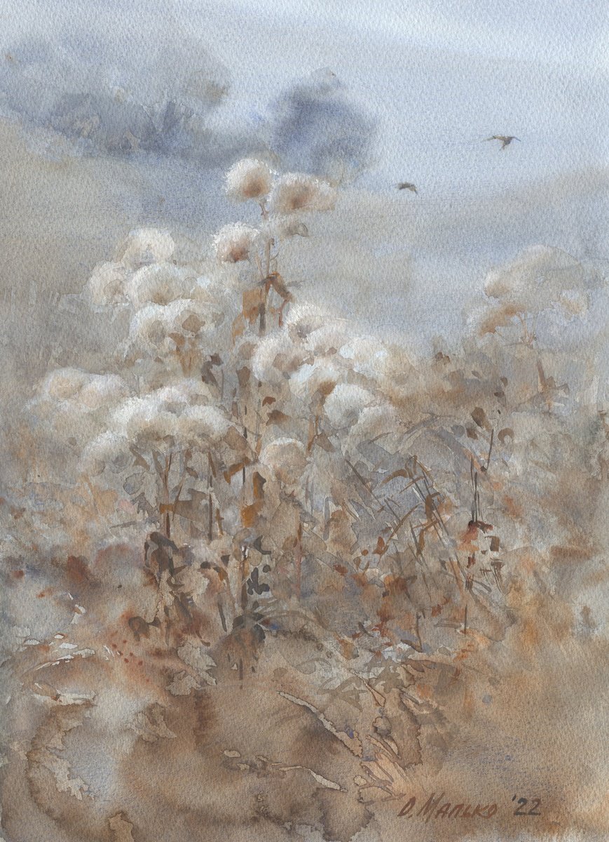 Impressionistic Watercolour , November Flowers By Olha Malko, 11 X 15, Artwork For Sale On Artfinder