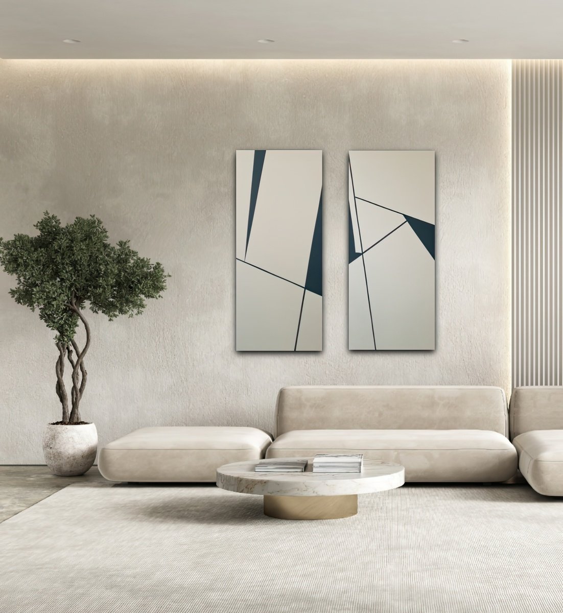 Geometric Abstract Acrylic Painting By Veronika Obushikhina, 39 X 47", Counterforce 4, Original Artwork