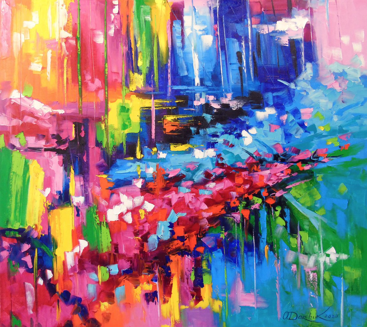 Abstract Oil Painting By Olha Darchuk, 39 X 35", The Splendor Of Being, Original Artwork