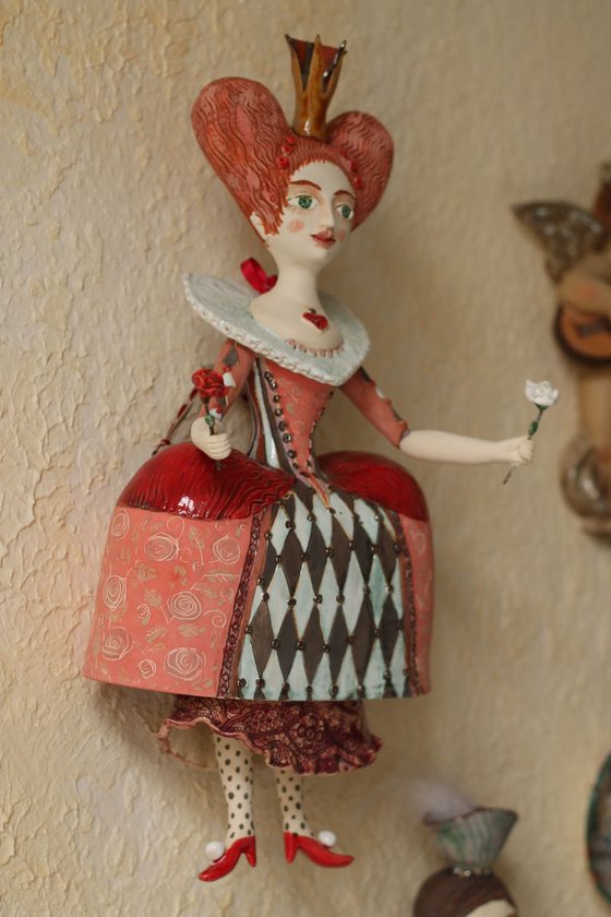 From the Alice in Wonderland. Queen of Hearts.  Wall sculpture by Elya Yalonetski