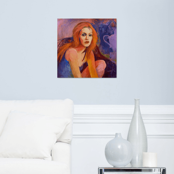 WOMAN'S PORTRAIT - violet & ginger wall art with a female figure