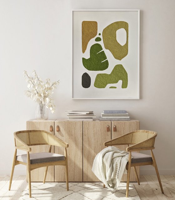 "Spring Bay 6" Textured green abstract art