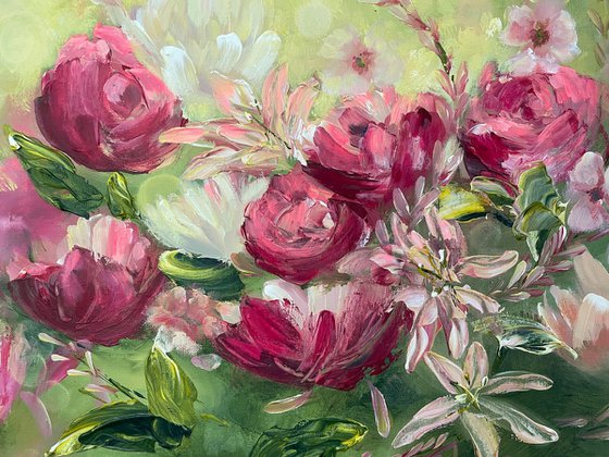 La vie en rose  ( large floral painting )