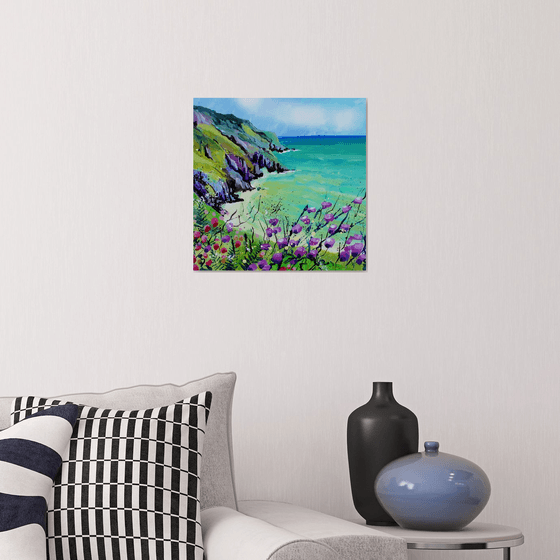 Devon Coast with purple mallow