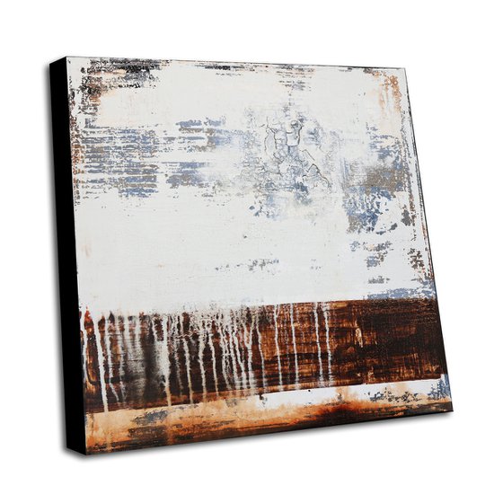 BROKEN TEXTURE - 60 X 60 CMS - ABSTRACT PAINTING TEXTURED * OFF-WHITE *  BROWN