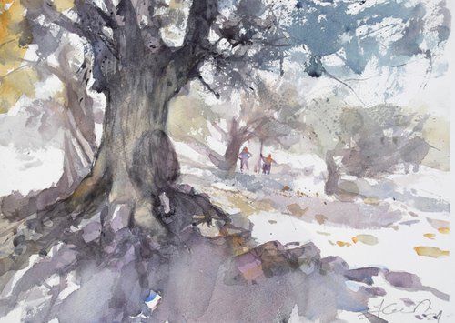 In the olive grove by Goran Žigolić Watercolors