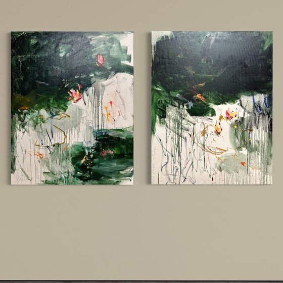 The old pond. Diptych