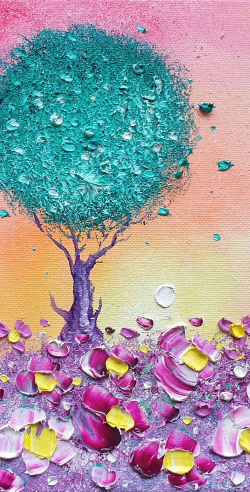 "Sunset Tree & Flowers in Love" by Phil Broad
