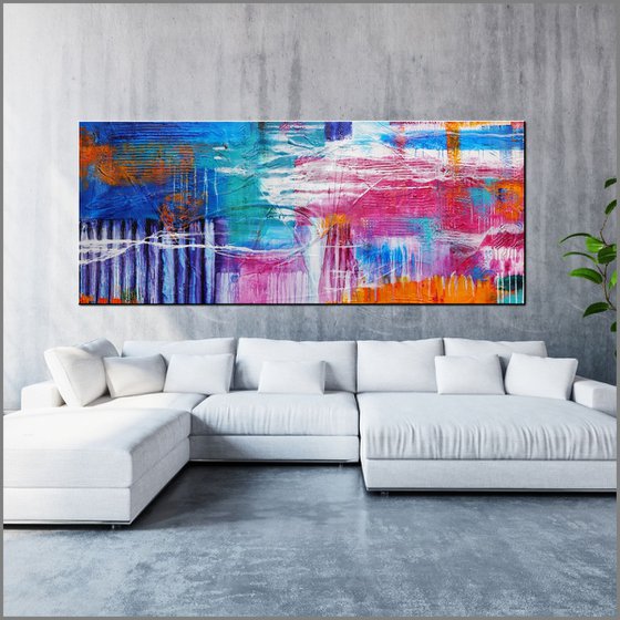 Square Root of Grunge 240cm x 100cm Colourful Abstract Art
