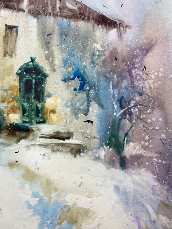 Sold Watercolor “Romance under snowflakes” perfect gift