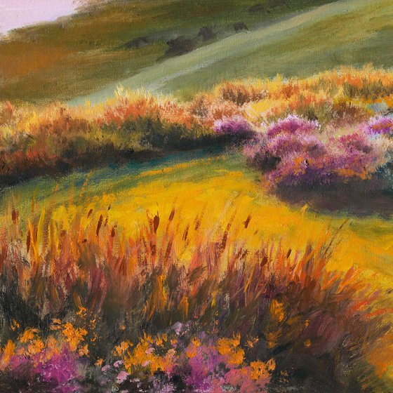 Country path with colorful flowers